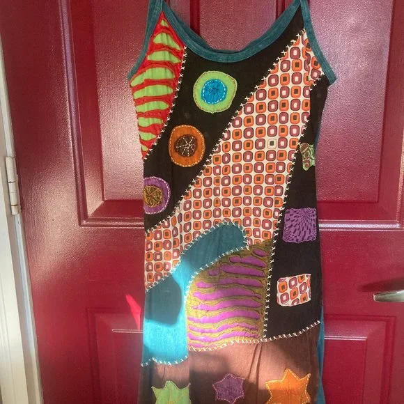 Pyramid Collection dress Boho Hippie Patchwork - Picture 1 of 5